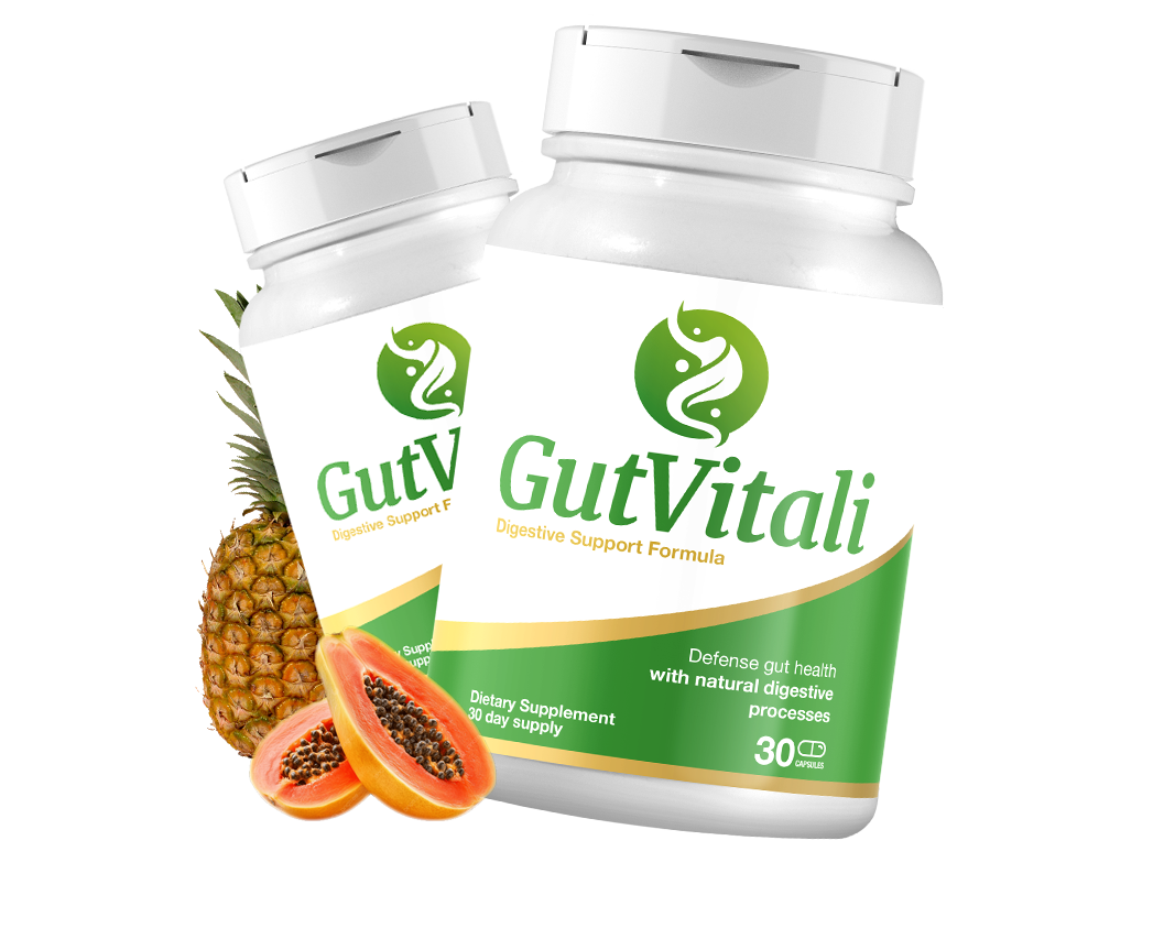 GutVitali bottles with pineapple and papaya